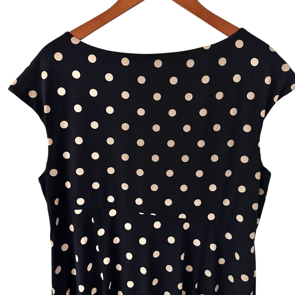 Dress Barnβ Signature Sadie Beige Blue Dot Stretch Sleeveless Midi Dress 16W - Picture 3 of 8